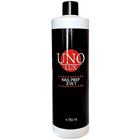 Рідина UNO LUX Nail Prep 3in1 для знежирення, зняття липкого шару та очищення кистей, 750 мл.