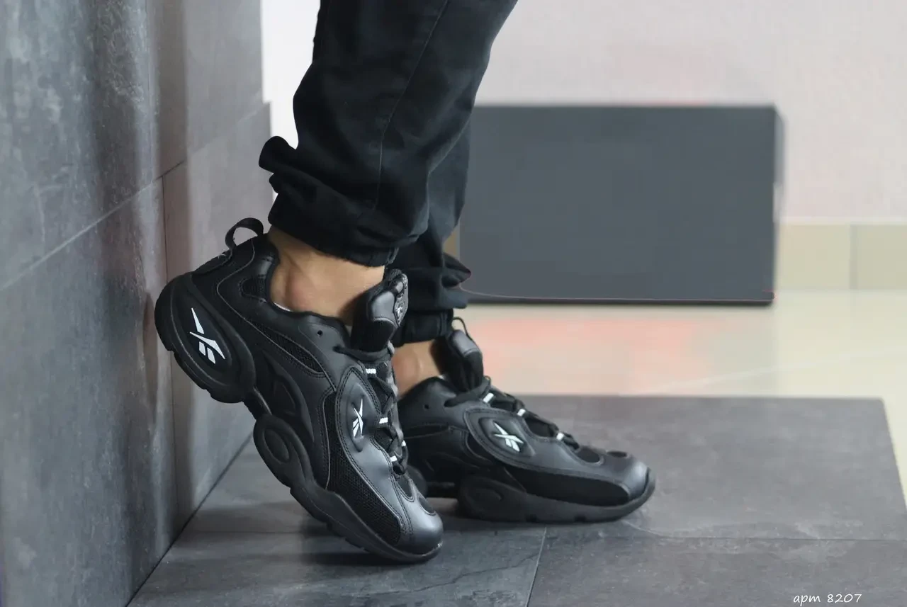 Чоловічі демісезонні кросівки Reebok (весна-осінь, чоловічий, шкіра, чорні) (Розмер 41,44,45)