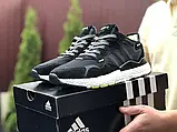 Кросівки чоловічі Adidas Nite Jogger Boost 3M, чорно білі з салатовим, фото 3