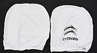 Чехол подголовника с логотипом Citroen белый (2 шт.)