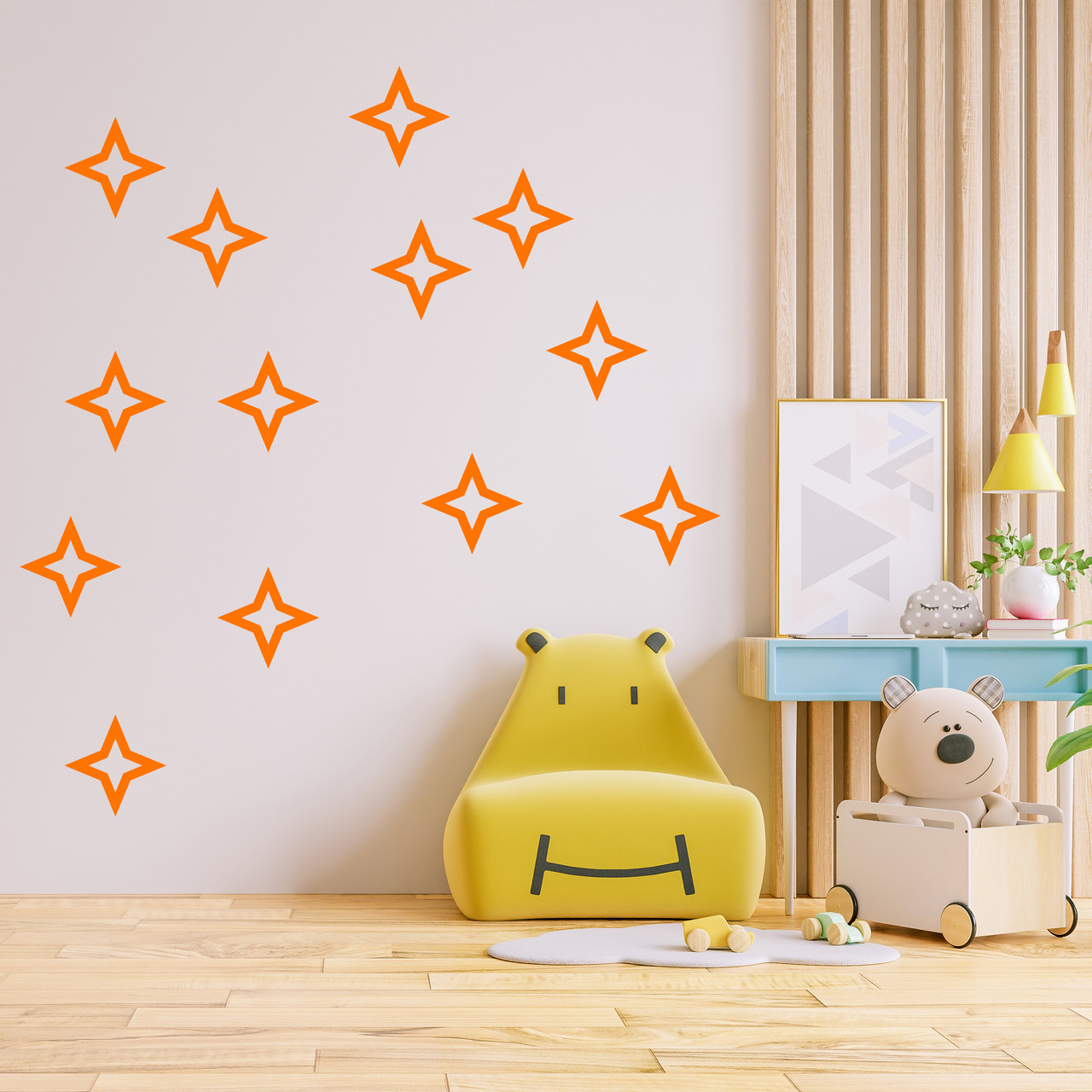 Набір наклейок на стіну в дитячу кімнату "Помаранчеві зірки" з оракалу