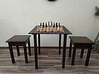 Шахматный стол со съемной доской и шахматные фигуры "Elite" и два табурета