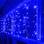 Гірлянда світлодіодна бахрома 100 LED 3х0.5 м білий шнур з перехідником синій, фото 4