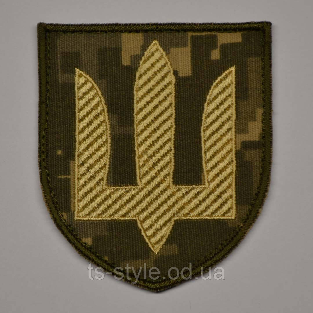 Шеврон ЗСУ Сухопутні війска (фон ММ14, тризуб жовта нитка)