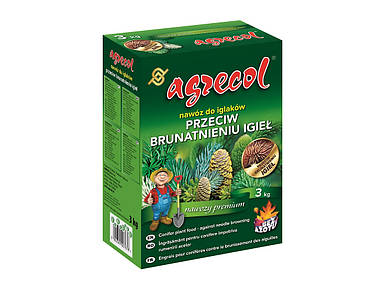 Добриво мінеральне гранульоване Hortifoska Agrecol для хвойних від пожовтіння 0-0-6 - 3 кг