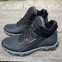 Чоловічі зимові шкіряні черевики (натуральна шкіра) чорні на хутрі, чоловіче взуття на зиму, розмір 40 41 42 43 44 45