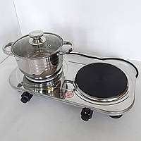 Електрична плита Rainberg Royal Swiss YQ-200D-3S настільна на 2 конфорки електроплита двохконфорочна