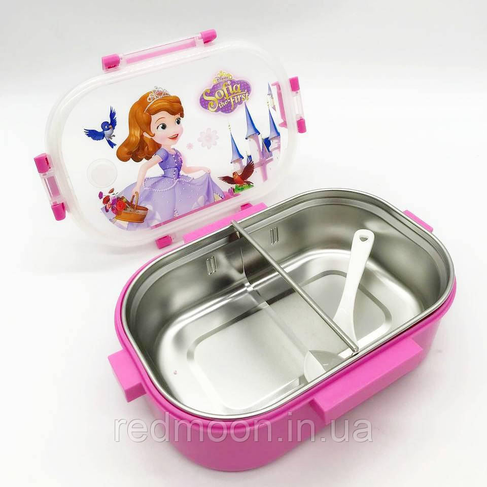 Ланч-бокс 700 мл Sofia The First, Розовый / Бокс для еды с отделениями София / Контейнер для обедов - фото 3 - id-p1675425627