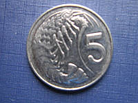 Монета 5 центов Каймановы острова Британские 2002 2005 фауна лангуст лобстер омар цена за монету