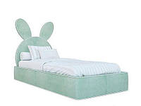 Детские и подростковые кровати с ушками зайка MeBelle ZAYKA 120х200 см полуторная, мятный, бирюзовый велюр