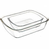 Набір скляних прямокутних лотків 2 шт A-Plus 1084, фото 2