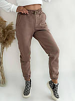 Женские спортивные брюки теплые XS S M L XL (42 44 46 48 50) джоггер на флисе ШОКОЛАД