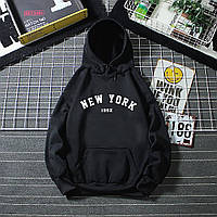 Женский батник в стиле OverSize S-XL(42-48) спортивная кофта Черная "NEW YORK"