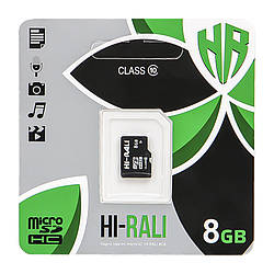 Пам'ять пам’яті 8 Гб Hi-Rali MicroSDHC клас 10 (HI-8GBSD10U1-00) для зберігання та передачі інформації
