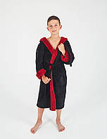Халат махровий дитячий на хлопчика з капюшоном (від 6-10 років) чорний