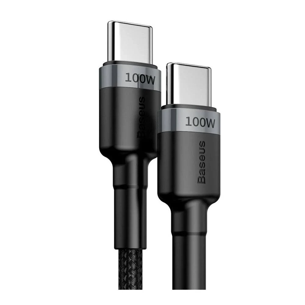 Кабель Baseus Cafule USB Type-C to USB Type-C Power Supply 2.0 100 Вт 20 В 5 A 2 м Black/Grey (CATKLF-BLG1), фото 1