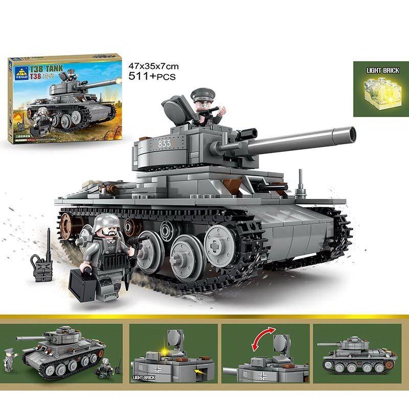 Конструктор Танк Т38 511 деталей, підсвічування, 2 фігурки військових 82051