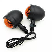 Поворотники ретро металеві чорні з жовтим склом (пара) варіант 7