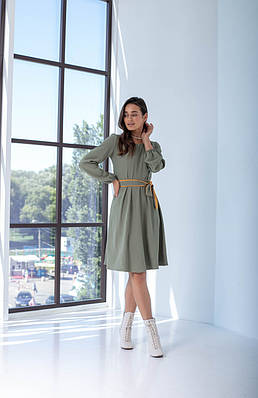 Гарне плаття міді "402" розміри 44,46,48,50,52, хакі.