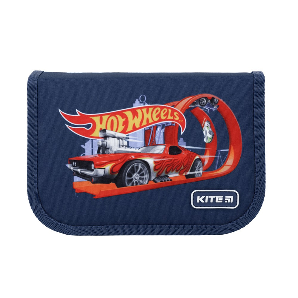 Пенал заповнений Kite 1 відділення +2 відворота "Hot Wheels" HW22-622H