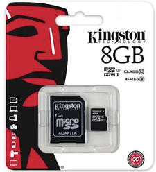 Карта пам'яті micro SDHC Kingston (UHS-1) 8GB клас 10 (з адаптером) (Гарантія 3 роки)