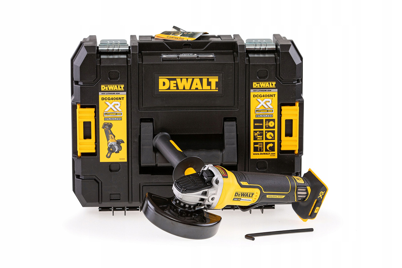 Болгарка акумуляторна безщіткова DeWALT DCG406NT: 18В, 1000В з кейсом, без АКБ та ЗП