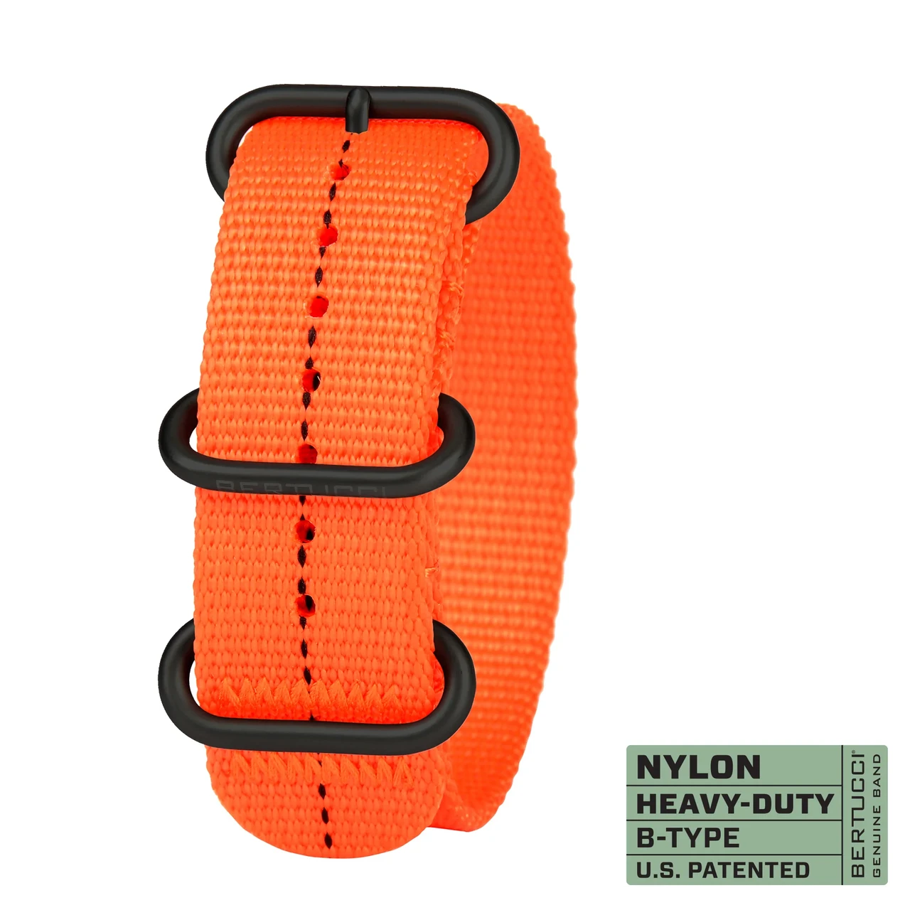 Ремінець нейлоновий bertucci #160 - Blaze / Black Dash Line™ w/ matte hardware, 7/8" - 22 mm size for A-2, A-3, A-6 & B-1 Cases, фото 1