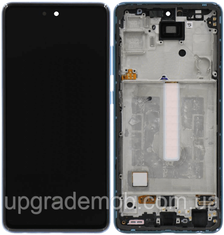 Дисплей модуль тачскрин Samsung A525 Galaxy A52 /A526 чорний TFT без функції відбитка пальця з рамкою синього
