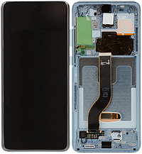 Дисплей Samsung G985F Galaxy S20+/G986F тачскрін додаток чорний Amoled оригінал переклеєне скло в рамці