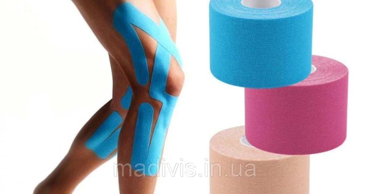 Спортивний тейп Кінезіо Kinesology Tape (кольор сірий) - пластир для підтримки м'язів 5 см 5 м, фото 1