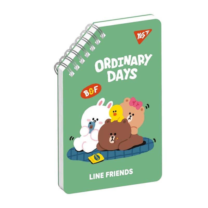 Блокнот 95х145 мм, 60 листів, подвійна спіраль "Line Friends" Ordinary days 151757