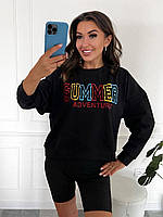 Женский свитшот с принтом SUMMER черная S-L L-2XL(42-46 46-50) спортивная кофта