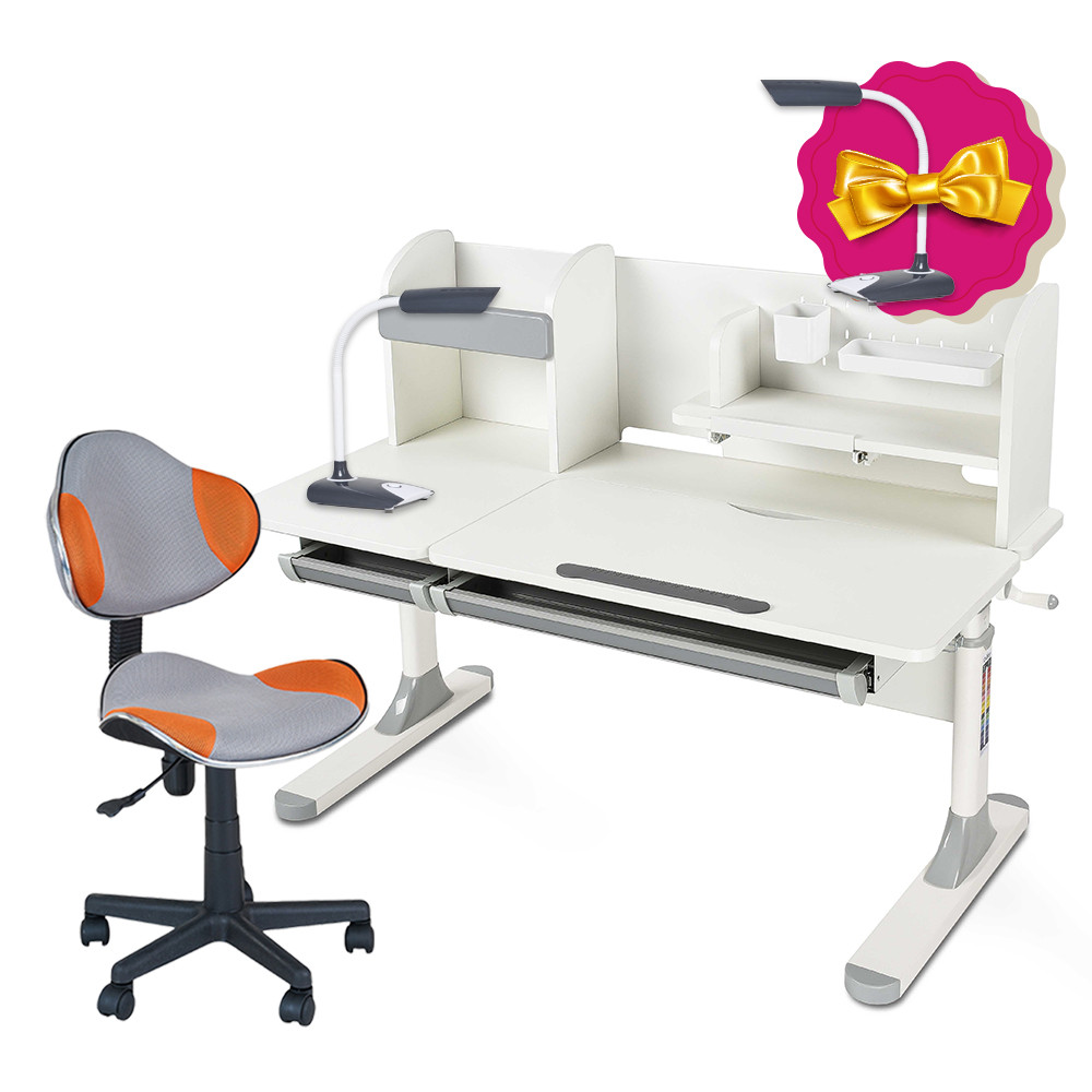 Комплект парта для школярів Cubby Iris Grey + крісло FunDesk LST3 Orange-Grey