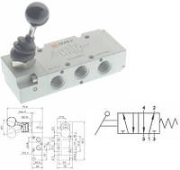 Пневмораспределитель V. LEVA 90° 5/2 1/8