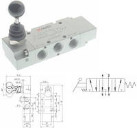 Пневмораспределитель V. LEVA 90° 5/3 OC 1/4