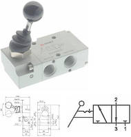 Пневмораспределитель V. LEVA 90° 3/2 BISTABILE 1/4