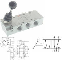 Пневмораспределитель V. LEVA 90° 5/2 BISTABILE 1/4