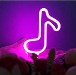 Нічник неоновий лампа світильник Нота рожева, фото 2