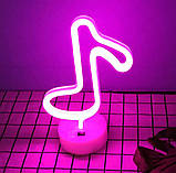 Нічник неоновий лампа світильник Нота рожева, фото 7