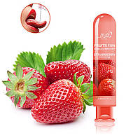 Съедобный лубрикант Fall in love Клубника на водной основе 80 мл. Красный