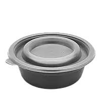 Супник з кришкою (РР) для холодних і гарячих страв 350 мл чорний (1/уп/20/шт)