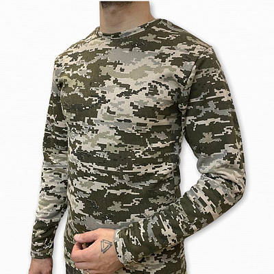 ЛОНГСЛІВ ТАКТИЧНИЙ НА ФЛІСІ ПІКСЕЛЬ ВСУ/ Тактична кофта камуфляжна тепла