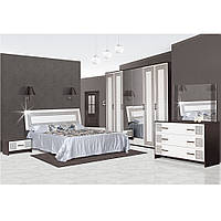Черно белая спальня со шкафом и комодом Бася новая Олимпия в стиле минимализм