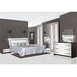 Чорно біла спальня з шафою та комодом Бася нова Олімпія в стилі мінімалізм