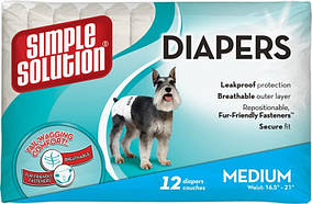 Simple Solution Disposable Diapers (Сімпл Солюшн Дісубл) підгузники для собак і тварин (12 штук) M середні