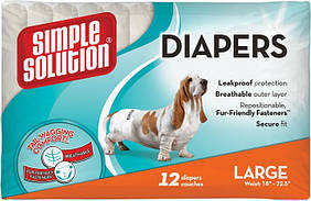Simple Solution Disposable Diapers (Сімпл Солюшн Дісубл) підгузники для собак і тварин (12 штук) L великі