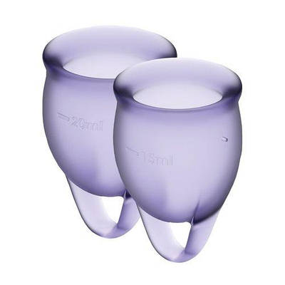 Набір менструальних чаш Original Satisfyer Feel Confident (lila), 15 мл і 20 мл, мішечок для зберігання