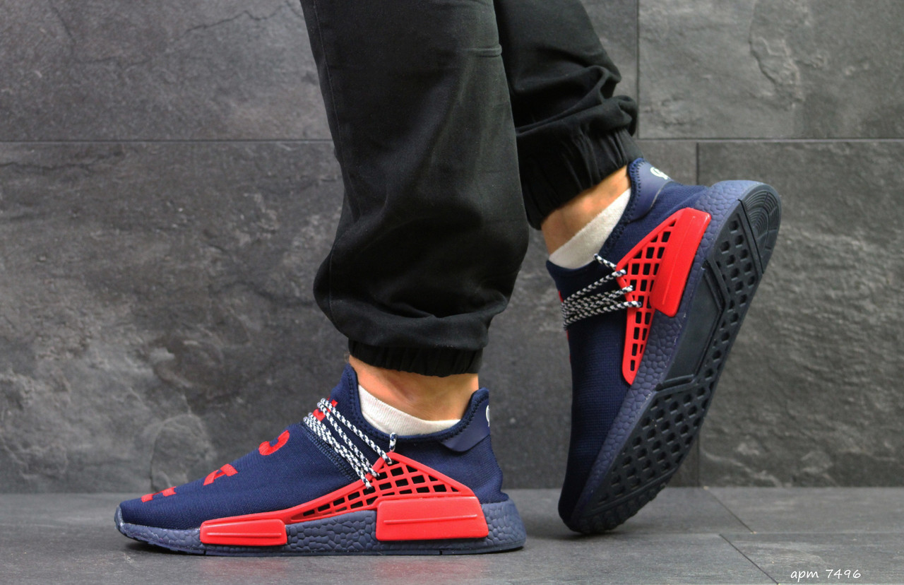 Чоловічі кросівки Adidas NMD Human RACE, кросівки Адідас АМД сітка, темно сині