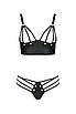 Комплект з екошкіри з люверсами та ремінцями Malwia Bikini black L/XL — Passion, бра та трусики, фото 3