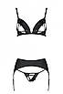 Комплект з екошкіри Passion Miley Set black S/M: трусики, бюстгальтер, пояс для панчіх, фото 3